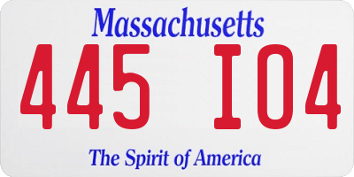 MA license plate 445IO4