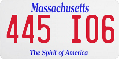 MA license plate 445IO6