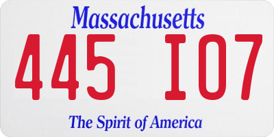 MA license plate 445IO7