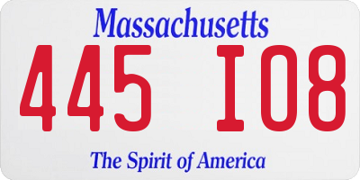 MA license plate 445IO8