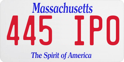 MA license plate 445IP0