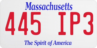 MA license plate 445IP3