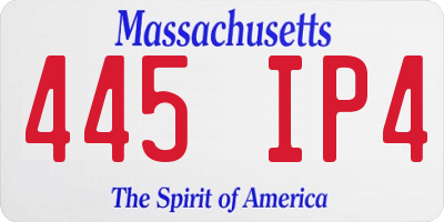 MA license plate 445IP4