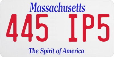 MA license plate 445IP5