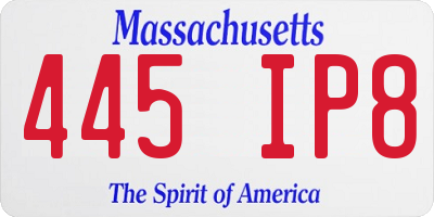 MA license plate 445IP8