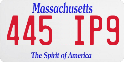 MA license plate 445IP9