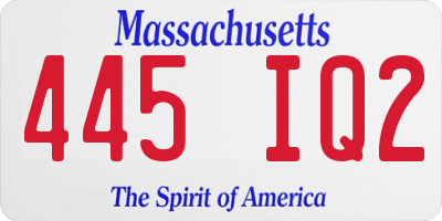MA license plate 445IQ2