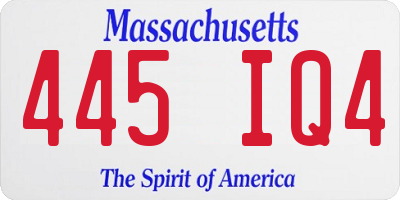 MA license plate 445IQ4