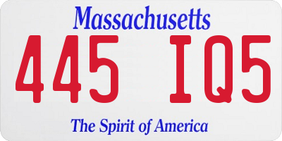 MA license plate 445IQ5