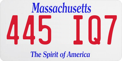 MA license plate 445IQ7