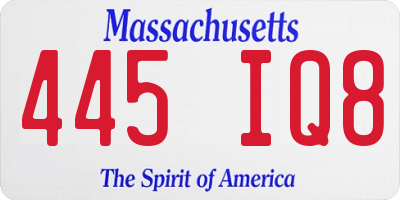 MA license plate 445IQ8