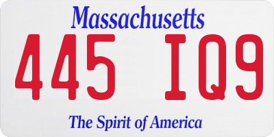 MA license plate 445IQ9