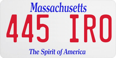 MA license plate 445IR0