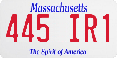 MA license plate 445IR1