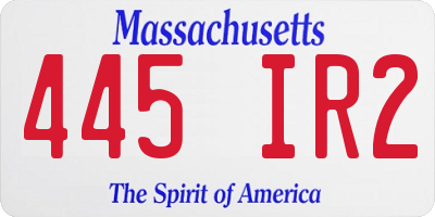 MA license plate 445IR2