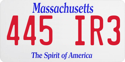 MA license plate 445IR3