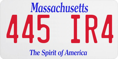 MA license plate 445IR4