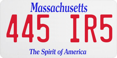 MA license plate 445IR5