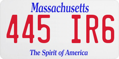 MA license plate 445IR6