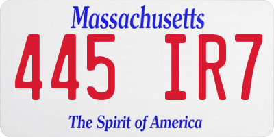 MA license plate 445IR7