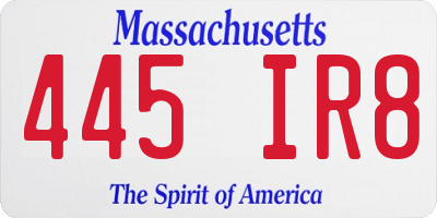 MA license plate 445IR8