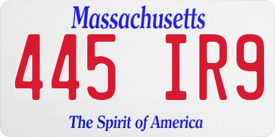 MA license plate 445IR9