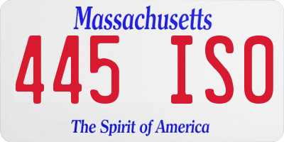 MA license plate 445IS0