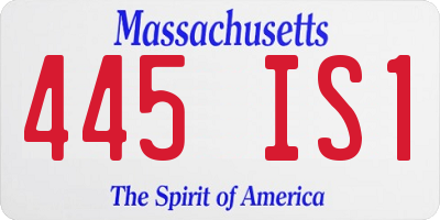MA license plate 445IS1