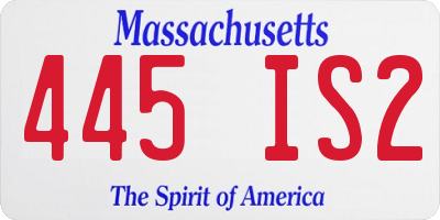 MA license plate 445IS2