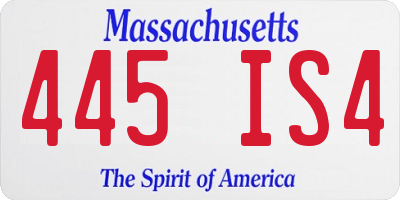 MA license plate 445IS4