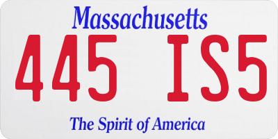 MA license plate 445IS5