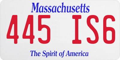 MA license plate 445IS6