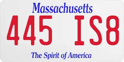 MA license plate 445IS8