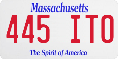 MA license plate 445IT0