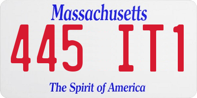 MA license plate 445IT1