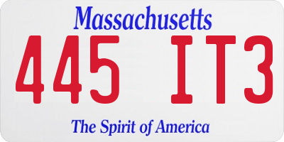 MA license plate 445IT3