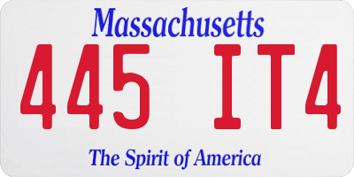 MA license plate 445IT4