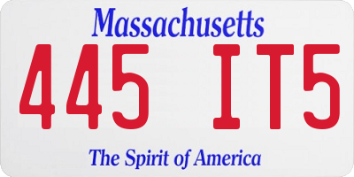 MA license plate 445IT5
