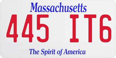 MA license plate 445IT6