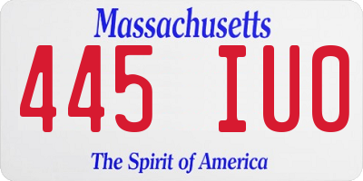 MA license plate 445IU0