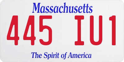 MA license plate 445IU1