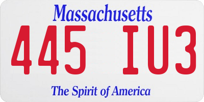 MA license plate 445IU3