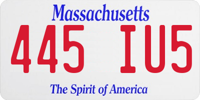 MA license plate 445IU5