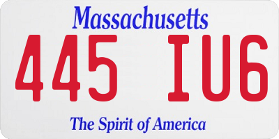 MA license plate 445IU6