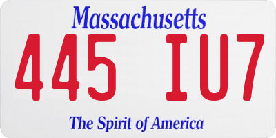 MA license plate 445IU7