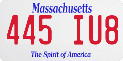 MA license plate 445IU8