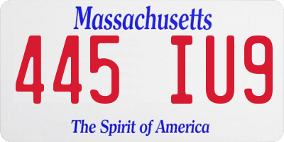 MA license plate 445IU9