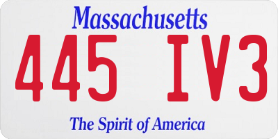MA license plate 445IV3