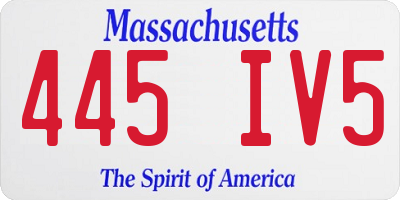 MA license plate 445IV5