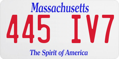 MA license plate 445IV7